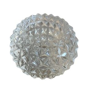 Partylite Rockport Round Votive Candle Holder Clear Glass Diamond Design 2.5”